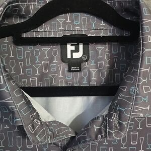 Men's Xl FootJoy Gray "Cocktail" Graphic Print Polo Shurt, NWOT